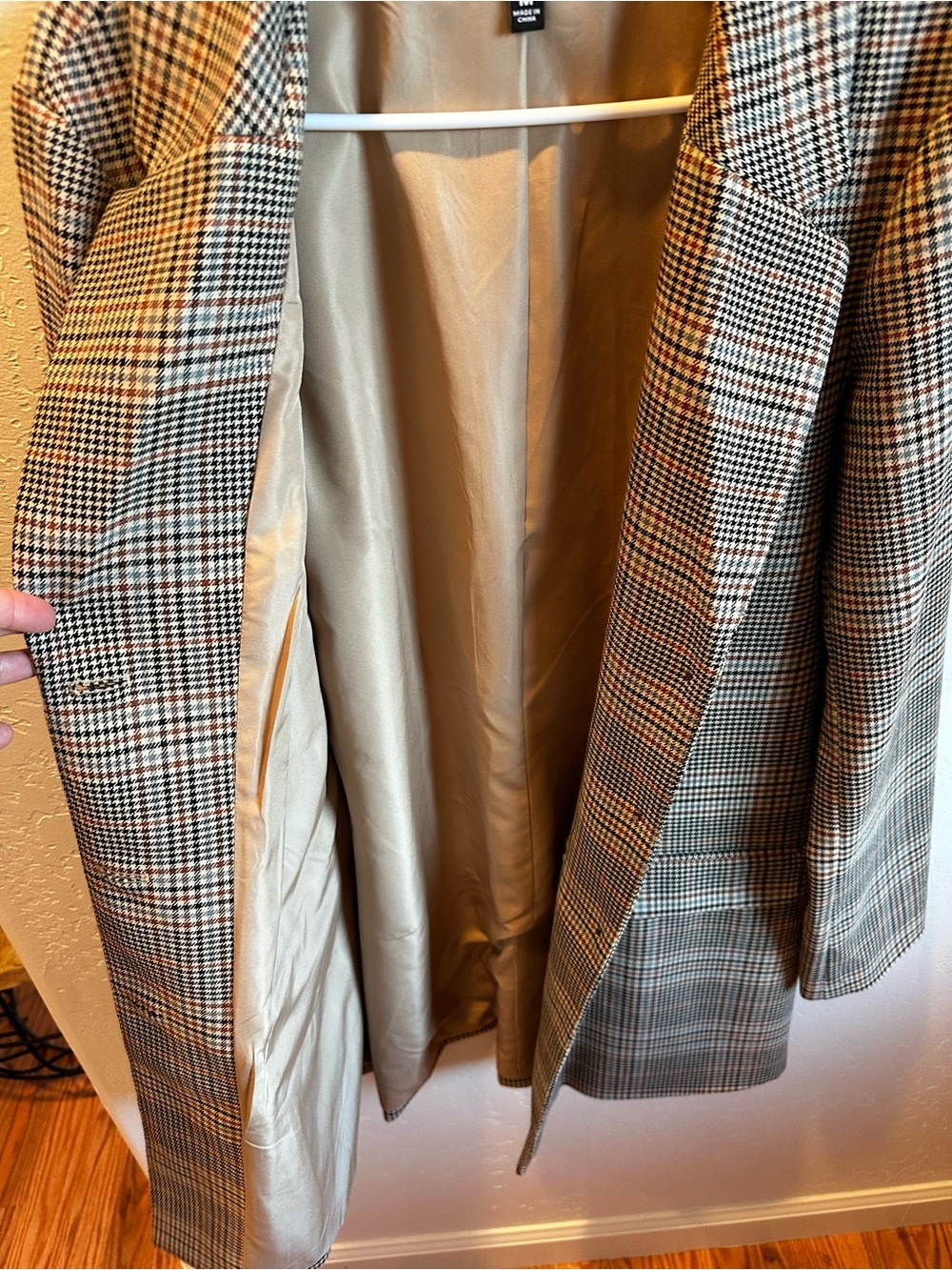 Steve Madden Plaid Blazer in Tan, Black and Brown